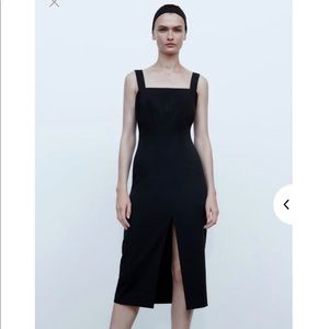 Zara black midi sheath dress, L NWT